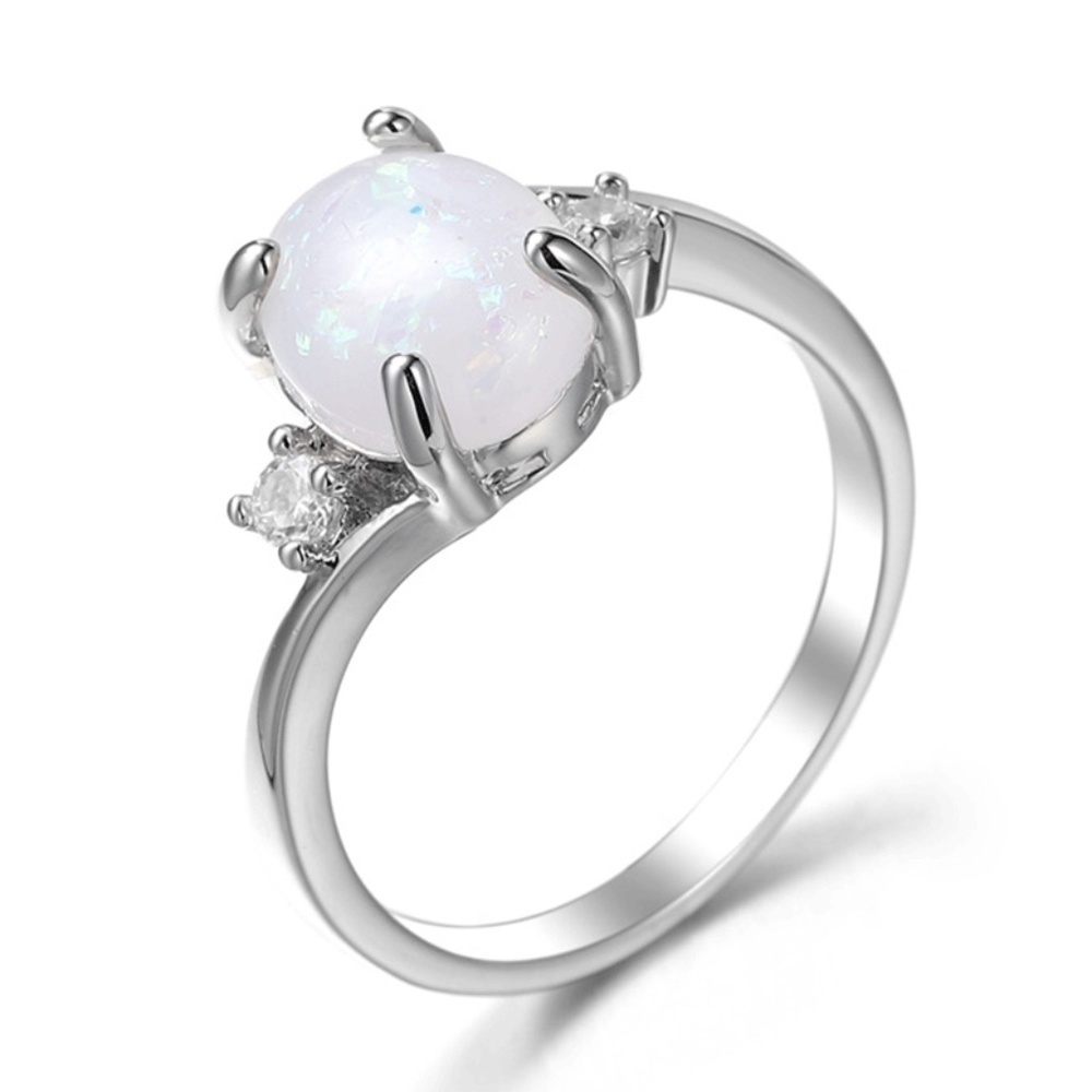 *FROOTI* Silver x Opal Simple Fashion Ring Size 8